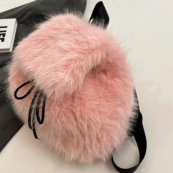 NEW Pink Faux Fur BackPack   SMALL - Picture 5 of 9